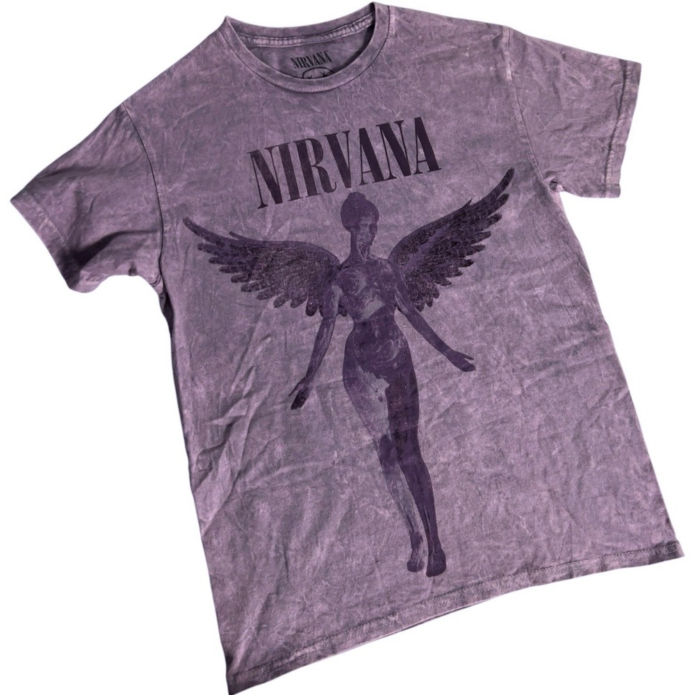 Nirvana In Utero Tour Purple Acid Wash Band Tee Concert Fan Gear Small **Flaw